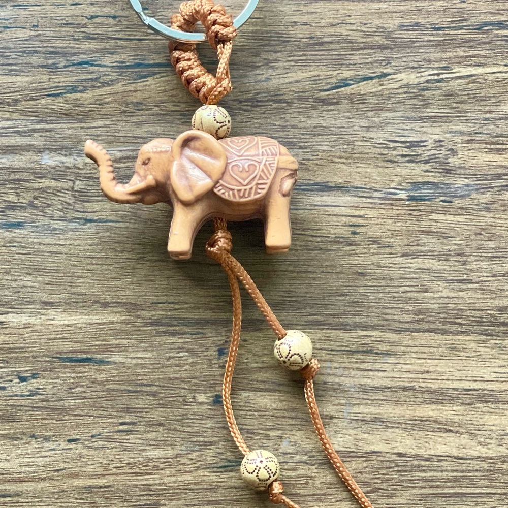 Elephant Keychain with Beads